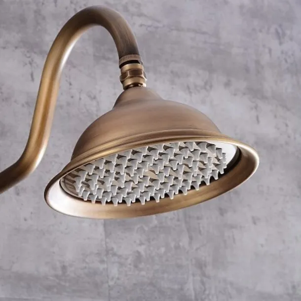 Shower Faucet,Shower System Set - Handshower Included pullout Waterfall Vintage Style / Country Antique Brass Mount Outside Ceramic Valve Bath Shower Mixer Taps