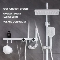 Shower Faucet,Shower System Rainfall Shower Head System Set Handshower Included Multi Spray Shower Contemporary Painted Finishes Mount Outside Ceramic Valve Bath Shower Mixer Taps