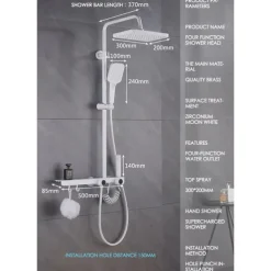 Shower Faucet,Shower System Rainfall Shower Head System Set Handshower Included Multi Spray Shower Contemporary Painted Finishes Mount Outside Ceramic Valve Bath Shower Mixer Taps