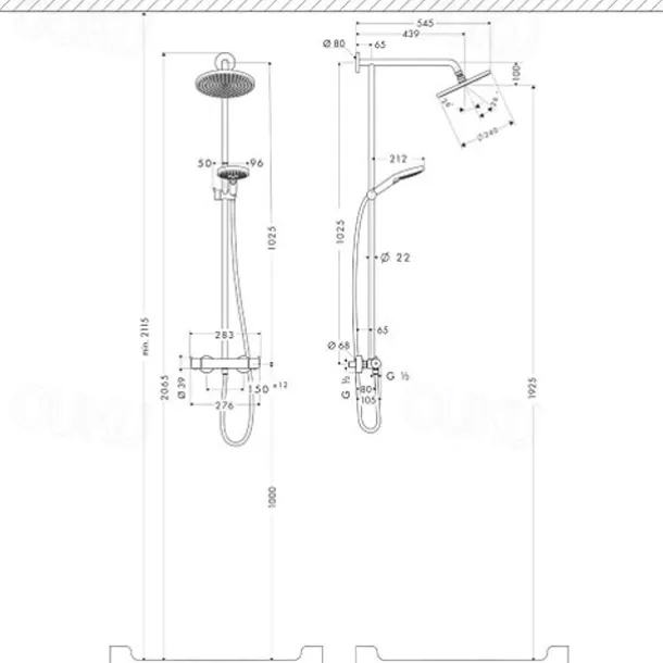 Shower Faucet,Shower System Set Handshower Included pullout Waterfall Vintage Style/Country Brass Mount Outside Ceramic Valve Bath Shower Mixer Taps
