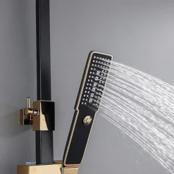 Shower Faucet,Shower System/Rainfall Shower Head System/Thermostatic Mixer valve Set Handshower Included pullout Rainfall Shower Electroplated Mount Outside Bath Shower Mixer Taps