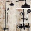 Shower Faucet,Shower System Set,Brass Rainfall Antique Oil-rubbed Bronze Shower System Ceramic Valve Two Handles Three Holes Bath Shower Mixer Taps with Hot and Cold Switch