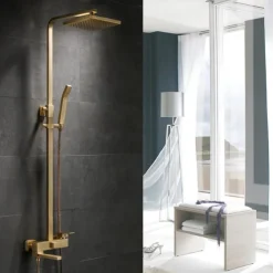 Shower Faucet,Shower System Rainfall Shower Head System Body Jet Massage Set Handshower Included Sound Shower Head Rainfall Shower Antique Vintage Style Nickel Brushed Electroplated