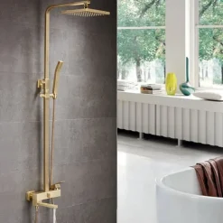 Shower Faucet,Shower System Rainfall Shower Head System Body Jet Massage Set Handshower Included Sound Shower Head Rainfall Shower Antique Vintage Style Nickel Brushed Electroplated