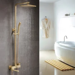 Shower Faucet,Shower System Rainfall Shower Head System Body Jet Massage Set Handshower Included Sound Shower Head Rainfall Shower Antique Vintage Style Nickel Brushed Electroplated