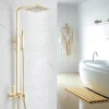Shower Faucet,Shower System Rainfall Shower Head System Body Jet Massage Set - Handshower Included pullout Rainfall Shower Contemporary Vintage Style Nickel Brushed Mount Inside Ceramic Valve