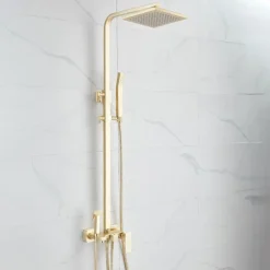 Shower Faucet,Shower System Rainfall Shower Head System Body Jet Massage Set - Handshower Included pullout Rainfall Shower Contemporary Vintage Style Nickel Brushed Mount Inside Ceramic Valve