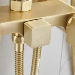 Shower Faucet,Shower System Rainfall Shower Head System Body Jet Massage Set - Handshower Included pullout Rainfall Shower Contemporary Vintage Style Nickel Brushed Mount Inside Ceramic Valve