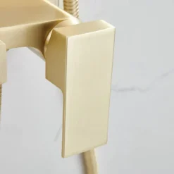 Shower Faucet,Shower System Rainfall Shower Head System Body Jet Massage Set - Handshower Included pullout Rainfall Shower Contemporary Vintage Style Nickel Brushed Mount Inside Ceramic Valve