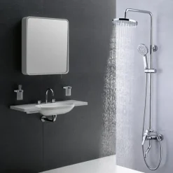 Shower Faucet,Shower System Rainfall Shower Head System Set Handshower Included pullout Multi Spray Shower Contemporary Traditional Electroplated Mount Outside Ceramic Valve Bath Shower Mixer Taps