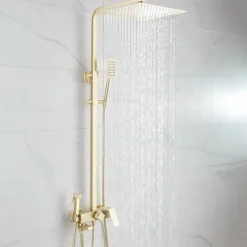 Shower Faucet,Shower System Rainfall Shower Head System Body Jet Massage Set - Handshower Included pullout Rainfall Shower Antique Vintage Style Nickel Brushed Mount Inside Ceramic Valve