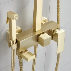 Shower Faucet,Shower System Rainfall Shower Head System Body Jet Massage Set - Handshower Included pullout Rainfall Shower Antique Vintage Style Nickel Brushed Mount Inside Ceramic Valve