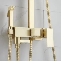 Shower Faucet,Shower System Rainfall Shower Head System Body Jet Massage Set - Handshower Included pullout Rainfall Shower Antique Vintage Style Nickel Brushed Mount Inside Ceramic Valve