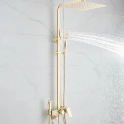 Shower Faucet,Shower System Rainfall Shower Head System Body Jet Massage Set - Handshower Included pullout Rainfall Shower Antique Vintage Style Nickel Brushed Mount Inside Ceramic Valve
