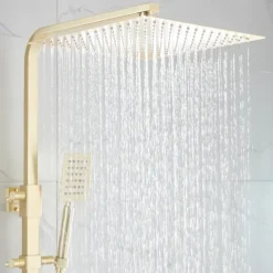 Shower Faucet,Shower System Rainfall Shower Head System Body Jet Massage Set - Handshower Included pullout Rainfall Shower Antique Vintage Style Nickel Brushed Mount Inside Ceramic Valve