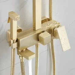 Shower Faucet,Shower System Rainfall Shower Head System Body Jet Massage Set - Handshower Included pullout Rainfall Shower Antique Vintage Style Nickel Brushed Mount Inside Ceramic Valve