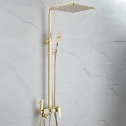 Shower Faucet,Shower System Rainfall Shower Head System Body Jet Massage Set - Handshower Included pullout Rainfall Shower Antique Vintage Style Nickel Brushed Mount Inside Ceramic Valve