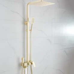 Shower Faucet,Shower System Rainfall Shower Head System Body Jet Massage Set - Handshower Included pullout Rainfall Shower Antique Vintage Style Nickel Brushed Mount Inside Ceramic Valve