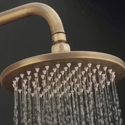 Shower Faucet,Shower System Set Handshower Included pullout Waterfall Vintage Style / Country Antique Brass Mount Outside Ceramic Valve Bath Shower Mixer Taps