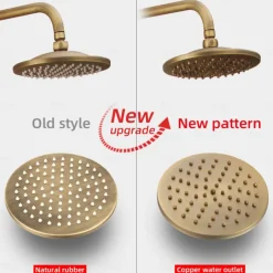 Shower Faucet,Shower System Set Handshower Included pullout Waterfall Vintage Style / Country Antique Brass Mount Outside Ceramic Valve Bath Shower Mixer Taps