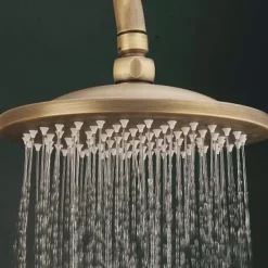 Shower Faucet,Shower System Set Handshower Included pullout Waterfall Vintage Style / Country Antique Brass Mount Outside Ceramic Valve Bath Shower Mixer Taps