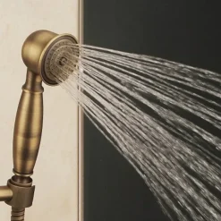 Shower Faucet,Shower System Set Handshower Included pullout Waterfall Vintage Style / Country Antique Brass Mount Outside Ceramic Valve Bath Shower Mixer Taps