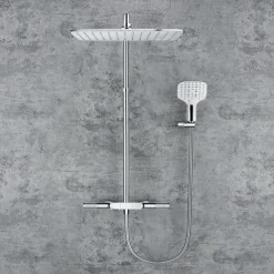 Shower Faucet,Shower System Set - Handshower Included Contemporary Chrome / Electroplated Mount Outside Ceramic Valve Bath Shower Mixer Taps