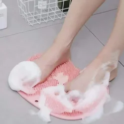 Shower Foot & Back Scrubber, Massage Pad – Hands-Free Silicone Body Scrubber with Suction Cups, Wall-Mounted Exfoliator for Back and Foot Cleaning, 1 Piece