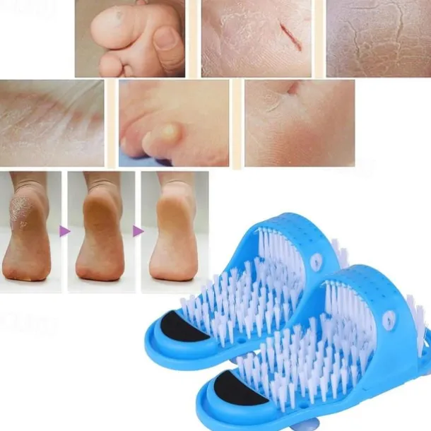 Shower Foot Brush Cleaner Scrubber Bathroom Washing Legs Sandal Massager with Suction Cups, Promotes Circulation, Removes Dead Skin, Prevents Dry & Callused Feet, Reduces Bending
