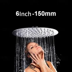 Shower Head 12/10/8/6 Inch Stainless Steel Ultra-thin Round Waterfall Shower Heads Rainfall Shower Head Rain Bathroom Accessories