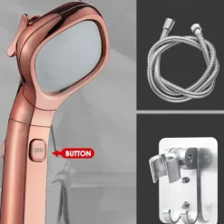 Shower Head 4 Mode Adjustable High Pressure Water Saving One-key Stop Water Handheld Pressurized Showerhead Bathroom Accessories(With 1.5m Water Pipe and Support)