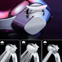 Shower Head 4 Mode Adjustable High Pressure Water Saving One-key Stop Water Handheld Pressurized Showerhead Bathroom Accessories(With 1.5m Water Pipe and Support)