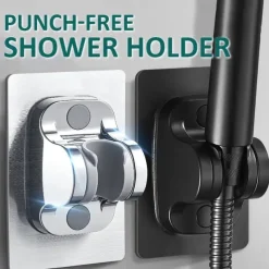 Shower Head Bracket No Drilling Holder, 360° Adjustable Without Drilling ABS Wall Bracket Replacement Waterproof Attachment for Bathroom