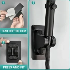 Shower Head Bracket No Drilling Holder, 360° Adjustable Without Drilling ABS Wall Bracket Replacement Waterproof Attachment for Bathroom