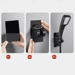 Shower Head Bracket No Drilling Holder, 360° Adjustable Without Drilling ABS Wall Bracket Replacement Waterproof Attachment for Bathroom