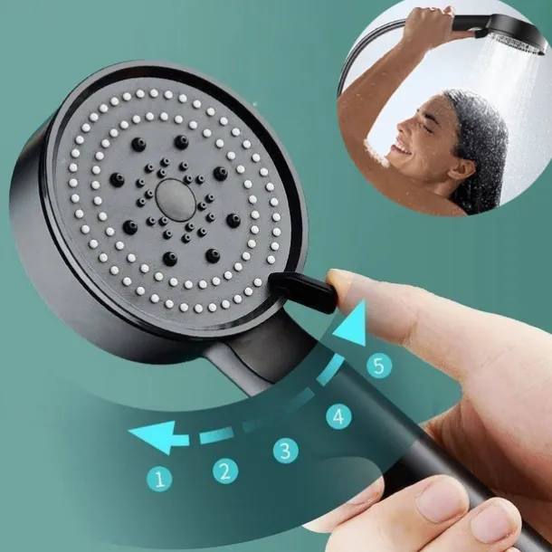Shower Head High Pressure Handheld Spray with 5 Mode Showerhead, Adjustable High-Pressure Water Saving Shower Head Held, Shower Bathroom Accessories