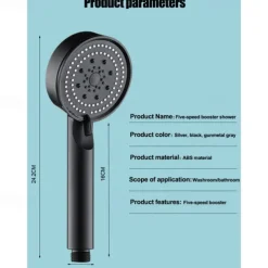 Shower Head High Pressure Handheld Spray with 5 Mode Showerhead, Adjustable High-Pressure Water Saving Shower Head Held, Shower Bathroom Accessories