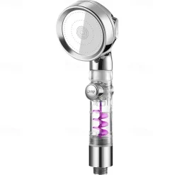 Shower Head High Pressure 3-Function SPA Shower Head With Switch On/Off Button Filter Bath Head Water Saving Shower Bathroom