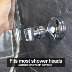 Shower Head Holder Suction Cup Shower Head Holder Adjustable Height Wall Mount Shower Wand Holder Bracket ABS Removable Handheld Shower Head Holder Silver