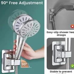 Shower Head Holder Wall Mount Adhesive Adjustable Handheld Shower Wand Holder No Drilling Wall Mount Bracket