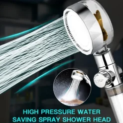 Shower Head Water Saving Flow 360 Degrees Rotating With Small Fan ABS Rain High-Pressure Spray Nozzle Bathroom Accessories