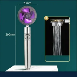 Shower Head Water Saving Flow 360 Degrees Rotating With Small Fan ABS Rain High-Pressure Spray Nozzle Bathroom Accessories