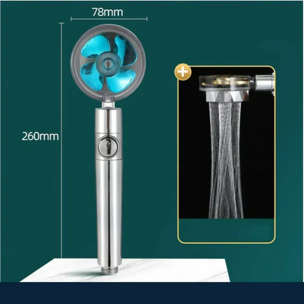 Shower Head Water Saving Flow 360 Degrees Rotating With Small Fan ABS Rain High-Pressure Spray Nozzle Bathroom Accessories
