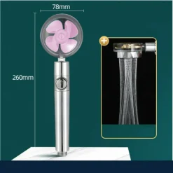 Shower Head Water Saving Flow 360 Degrees Rotating With Small Fan ABS Rain High-Pressure Spray Nozzle Bathroom Accessories