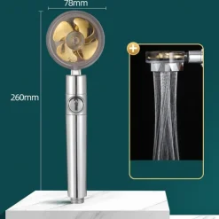 Shower Head Water Saving Flow 360 Degrees Rotating With Small Fan ABS Rain High-Pressure Spray Nozzle Bathroom Accessories
