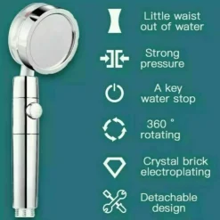 Shower Head Water Saving Flow 360 Degrees Rotating With Small Fan ABS Rain High-Pressure Spray Nozzle Bathroom Accessories
