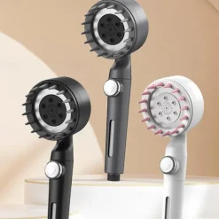 Shower Head with Filter 3 Mode Sprayer, Adjustable High Pressure Handheld Showerhead Massage Mist Jet Black White Grey