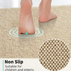 Shower Mat for Inside Shower, Loofah Bath Mat Non Slip Anti Mould Antibacterial Soft PVC Bathtub Mat for Bathroom Wet Shower Areas