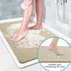 Shower Mat for Inside Shower, Loofah Bath Mat Non Slip Anti Mould Antibacterial Soft PVC Bathtub Mat for Bathroom Wet Shower Areas