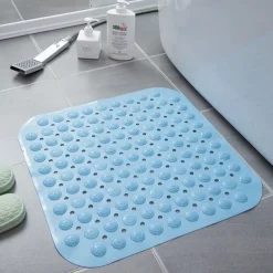 Shower Mats Rubber Shower Mat with Drain Hole - Non-Slip Bathtub Mat for Bathroom, Anti-Mildew, Quick-Drying, Comfortable and Safe for Kids and Elderly